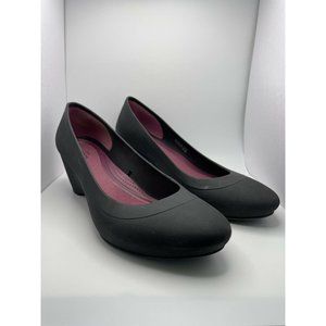 Crocs Lina Wedge Heels Women's Size 8 Black 203408 Slip On Closed Toe Shoes
